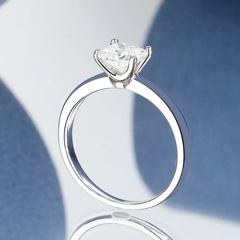 1ct GRA Certified Princess Moissanite Engagement Ring for Women