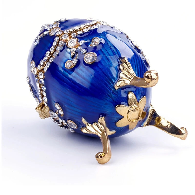Easter Fabergé Egg Trinket Box – Hinged Enamel Jewelry Ornament