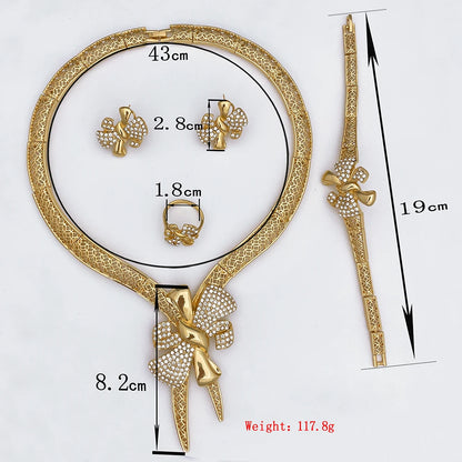 Italy 18K Gold Plated Women’s 4pcs  Bowknot Jewelry Classic Set