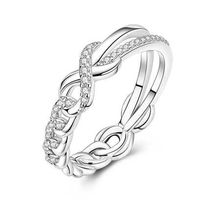 925 Sterling Silver Geometric Overlapping Zircon Rings