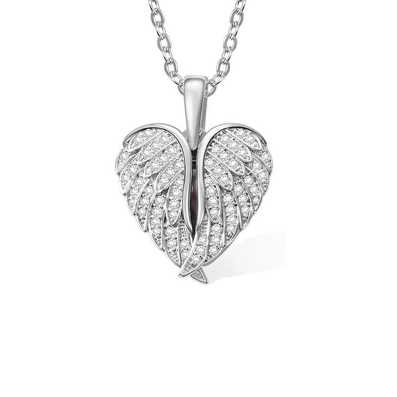 Uniqueura Custom Text Angel Wings Locket Necklace for Women Angel