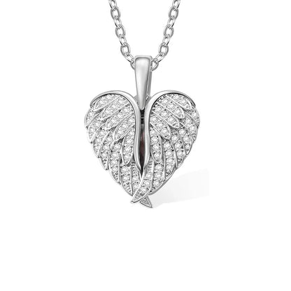 Uniqueura Custom Text Angel Wings Locket Necklace for Women Angel