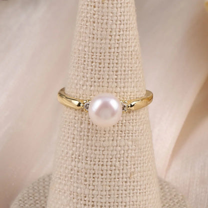Natural Round Freshwater Pearl Cirque Ring – Adjustable DIY Jewelry
