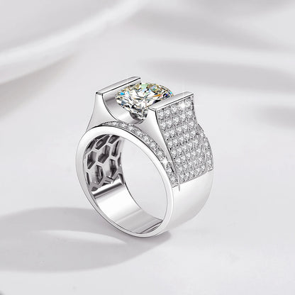 4CT, 10MM Moissanite Men’s Ring 925 Silver Hip Hop Jewelry With Certificate