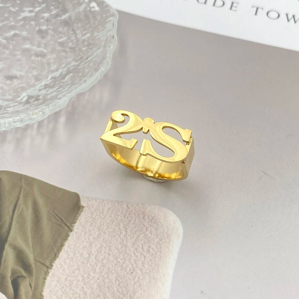 Custom 2 Letter Initial Unisex Ring Uniqueura Gold Jewellery