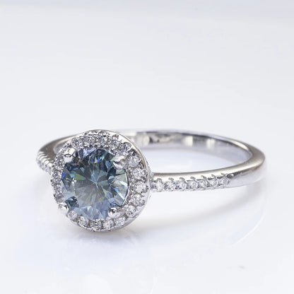 New Grey Color 1CT Moissanite Ladies Ring 925 Silver Jewerly