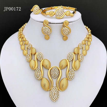 Dubai Gold Jewelry Set – 4pcs Necklace, Earrings, Bracelet, Ring