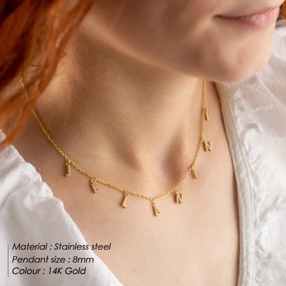 Personalized Letter Name Necklace Stainless Steel For Women
