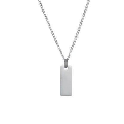 Unisex Custom Photo Name Rectangle Pendant Necklace Stainless Steel