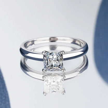 1ct GRA Certified Princess Moissanite Engagement Ring for Women