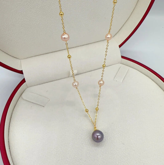Pearl Necklace 18K Gold Plated Big Round Pearl Pendant Jewelry