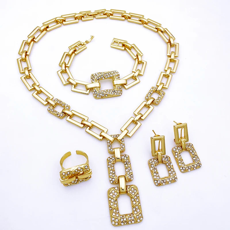 Italian Design 18K Gold Plated 4pcs Jewelry Set For Women