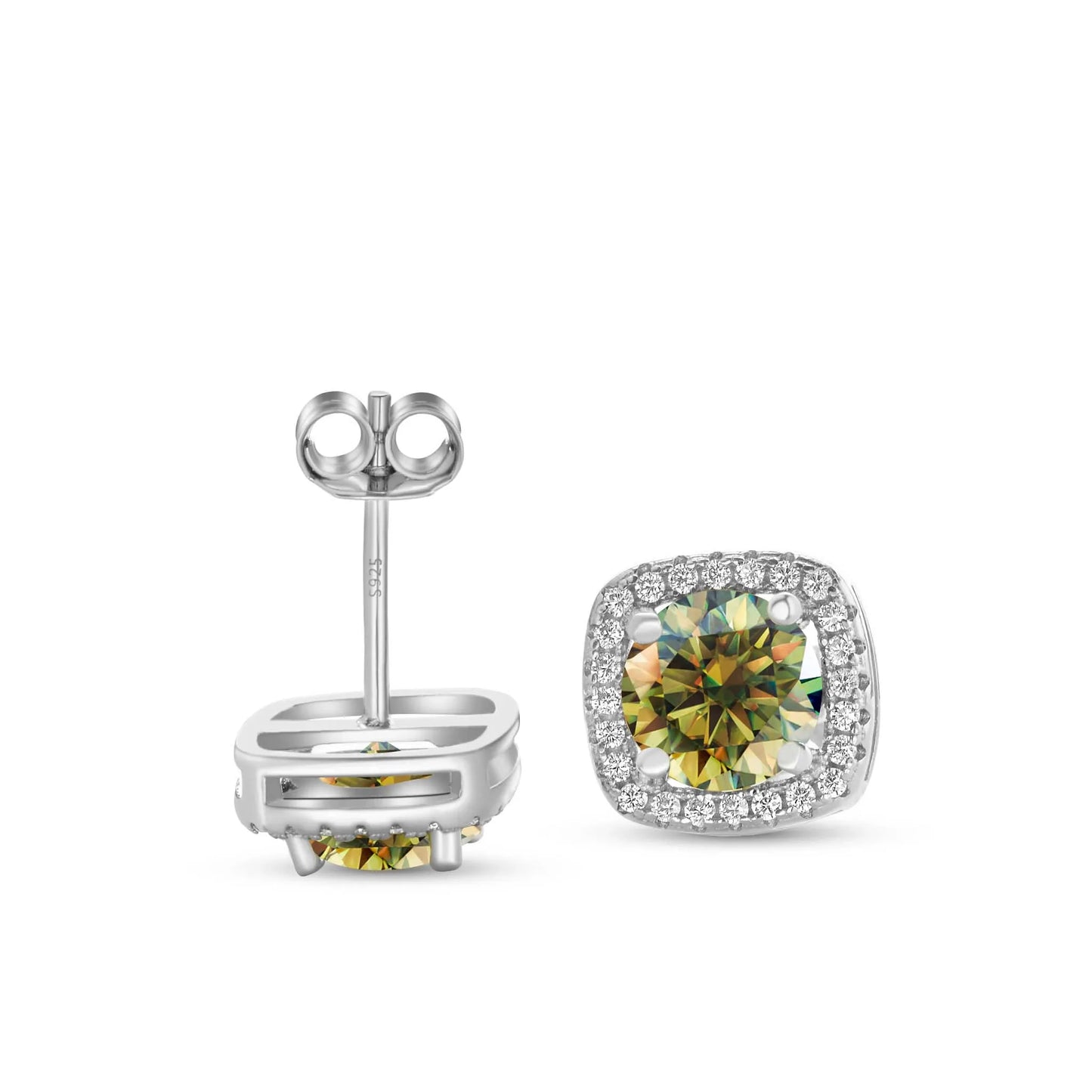 2 carat D Color 6.5mm Moissanite Stub Earrings S925 Sterling Silver Plate PT950