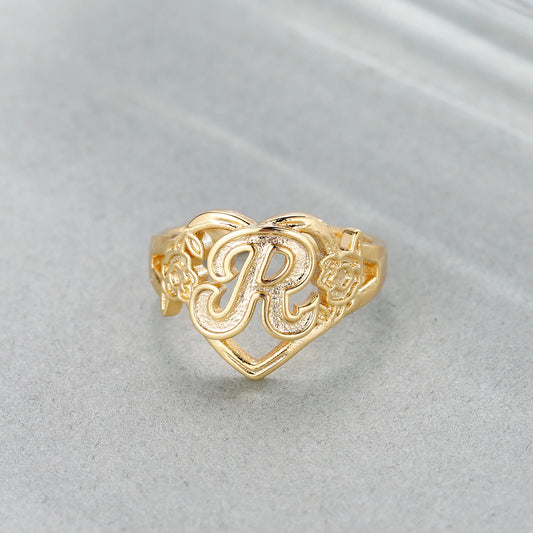 Uniqueura Custom Initials Heart Adjustable Ring – Fashion Jewelry for Women