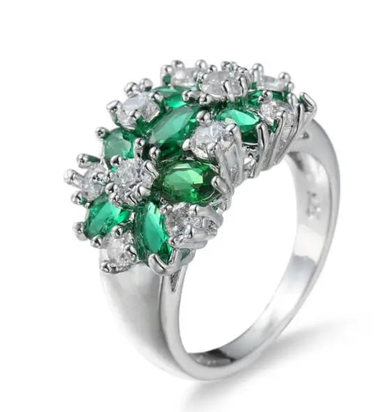 925 Sterling Silver Cubic Zirconia Crystal Ring for Women Jewelry Gifts