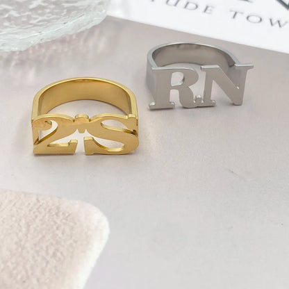 Custom 2 Letter Initial Unisex Ring Uniqueura Gold Jewellery