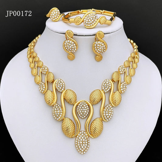 Dubai Gold Jewelry Set – 4pcs Necklace, Earrings, Bracelet, Ring