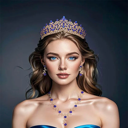 3 Pcs Baroque Bridal Wedding Crown Jewelry Sets and Tiaras For Women