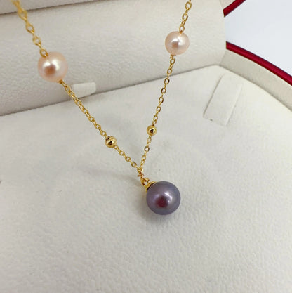 Pearl Necklace 18K Gold Plated Big Round Pearl Pendant Jewelry
