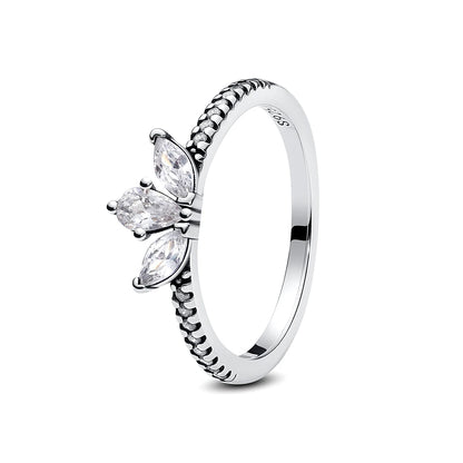 925 Sterling Silver Crown Crystal Ring in Rose Gold