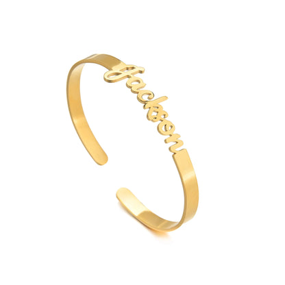 Customized Letters Name Bracelet for Women Men Stainless Steel Jewelry Personalized Heart Bangle