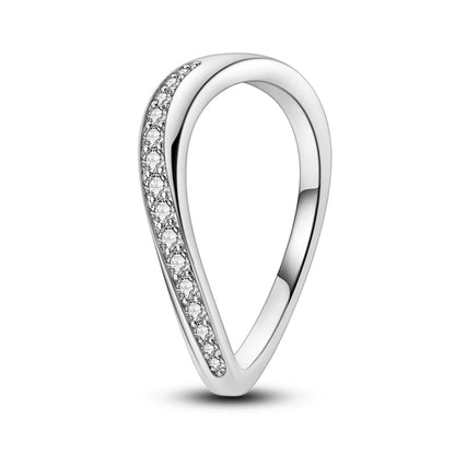 925 Sterling Silver Geometric Overlapping Zircon Rings