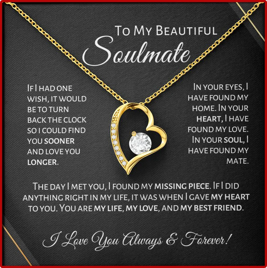 To My Beloved Wife – Soulmate Love Knot Necklace in Rose Gift Box