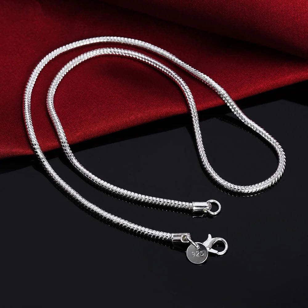20-60cm 925 Sterling silver 3mm Snake Chain Necklace