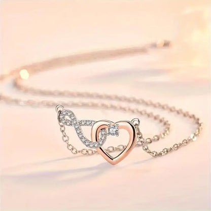 Elegant CZ Heart Infinity Symbol Pendant Necklace