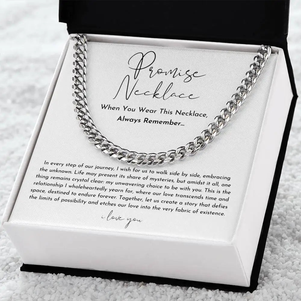 "To My Boyfriend" Promise Necklace – Stainless Steel Cuban Chain Gift for Him