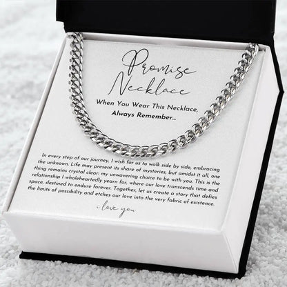 "To My Boyfriend" Promise Necklace – Stainless Steel Cuban Chain Gift for Him