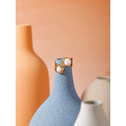 18K Gold Plated Irregular Pearl Open Ring