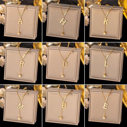 Initial Letter Stainless Steel Pendant Necklace for Women