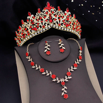 3 Pcs Baroque Bridal Wedding Crown Jewelry Sets and Tiaras For Women