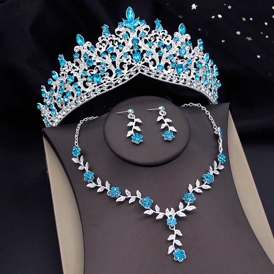 3 Pcs Baroque Bridal Wedding Crown Jewelry Sets and Tiaras For Women