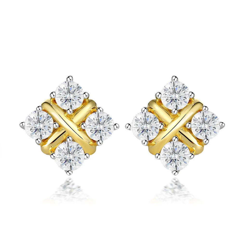 3MM 0.1ct Moissanite Stud Earrings (4pcs)  VVS1 GRA Certified, 925 Silver