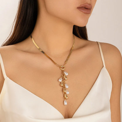 Baroque Palace Style Tassel Pearl Necklace for Women