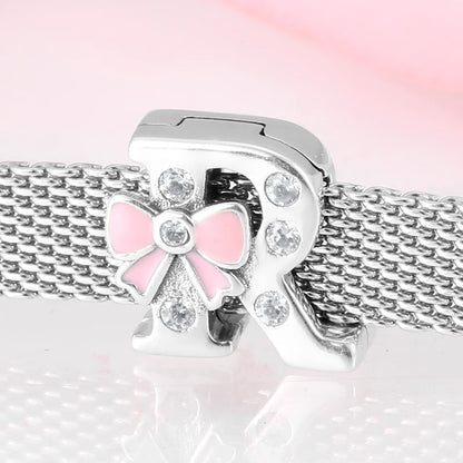Top quality 925 Sterling Silver Letter A to Z Zircon clips Beads