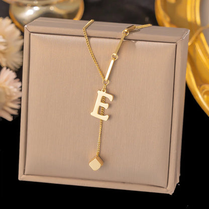 Initial Letter Stainless Steel Pendant Necklace for Women
