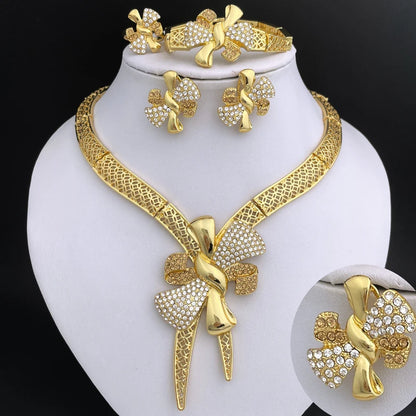 Italy 18K Gold Plated Women’s 4pcs  Bowknot Jewelry Classic Set
