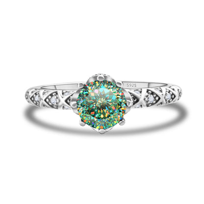 1 Carat 6.5mm D Color Moissanite Engagement Ring 925 Sterling Silver