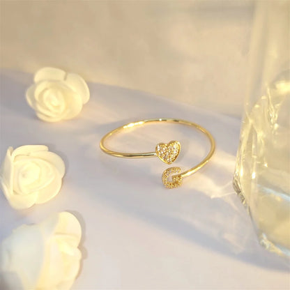 9mm Zircon Letters Bangle Plain Letter Charm Stagger