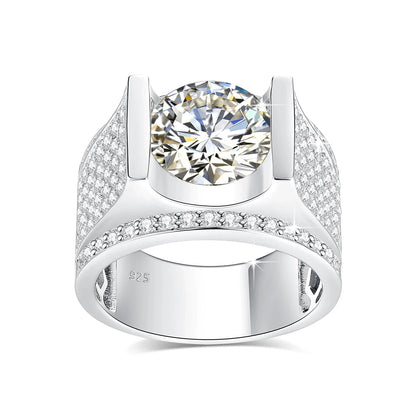 4CT, 10MM Moissanite Men’s Ring 925 Silver Hip Hop Jewelry With Certificate