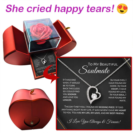 To My Beloved Wife – Soulmate Love Knot Necklace in Rose Gift Box