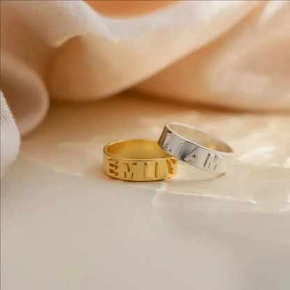 Personalized Name Ring for Men Women Initial Custom Couple