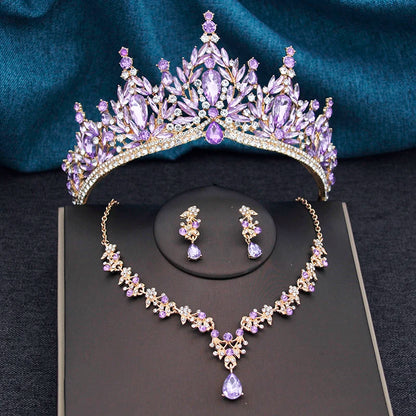 Princess Crown Bridal Jewelry Set for Women – Tiaras, Necklace & Earrings
