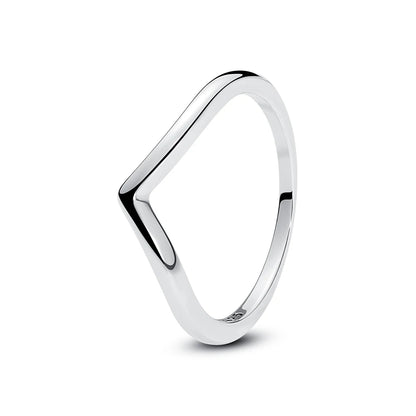 925 Sterling Silver Love Heart Crown Wishbone Zircon Ring
