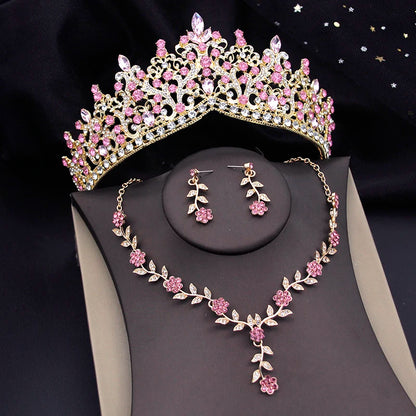 3 Pcs Baroque Bridal Wedding Crown Jewelry Sets and Tiaras For Women