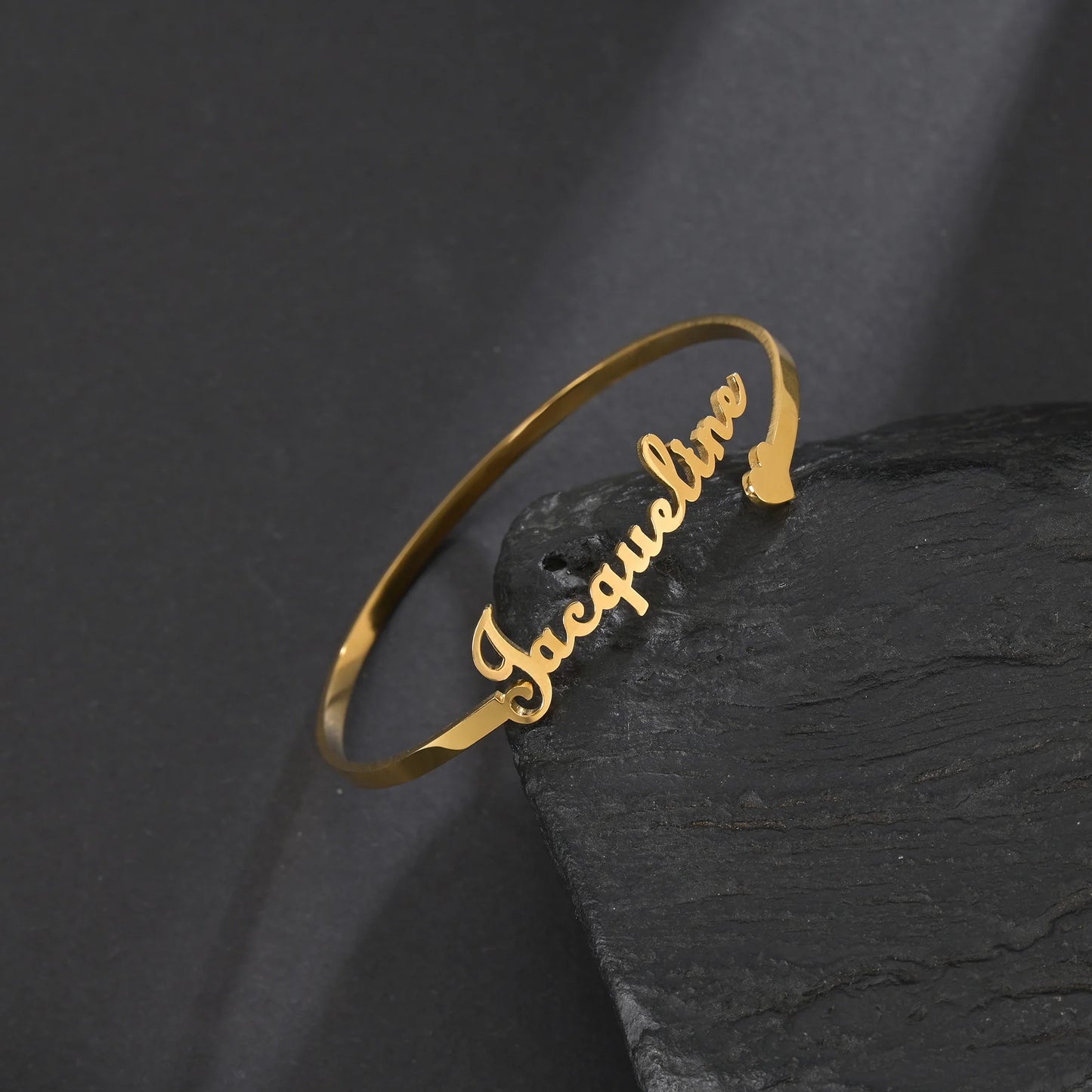 Customized Letters Name Bracelet for Women Men Stainless Steel Jewelry Personalized Heart Bangle