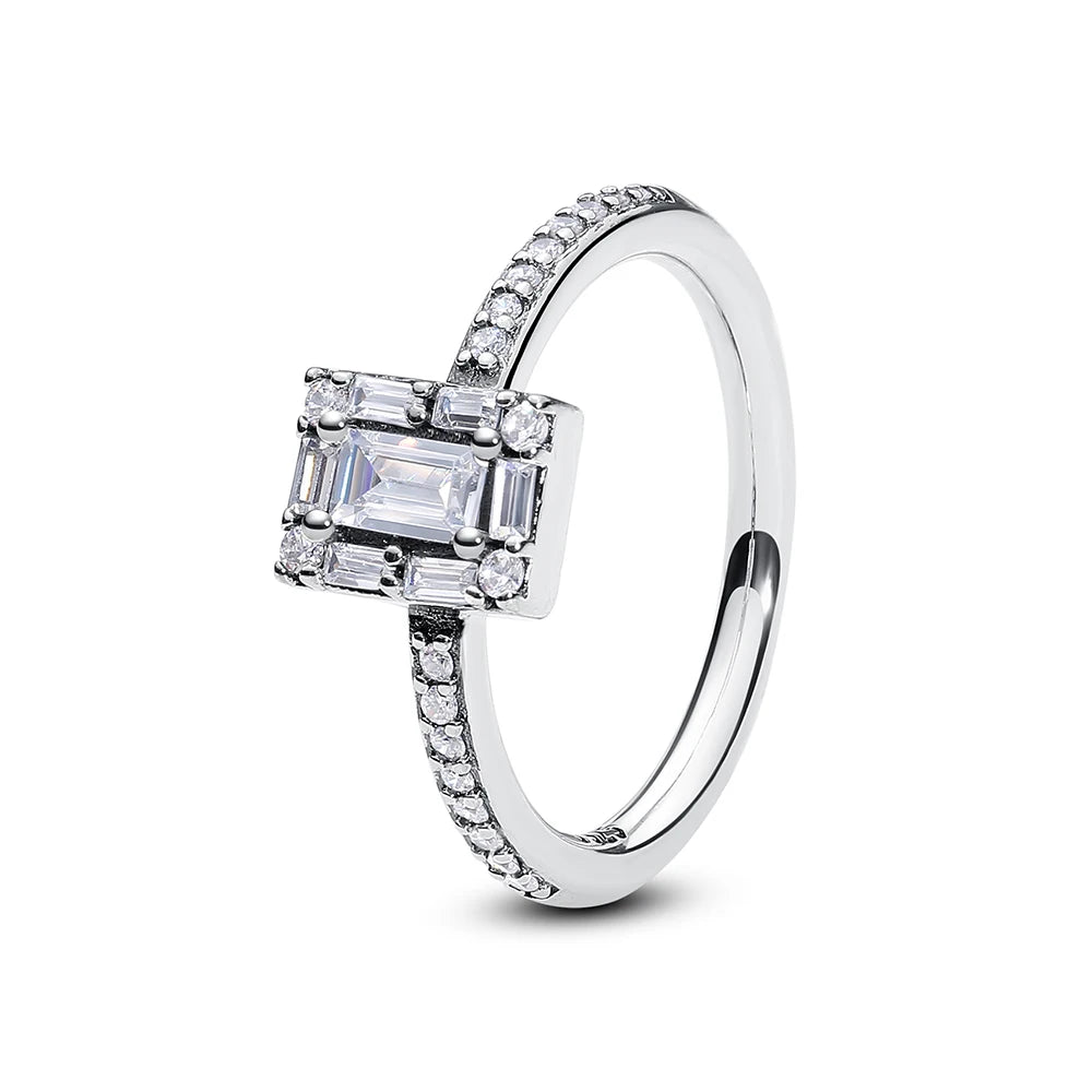 925 Sterling Silver Crown Crystal Ring in Rose Gold